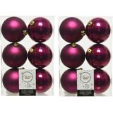 24x stuks kunststof kerstballen framboos roze (magnolia) 8 cm - Mat/glans - Onbreekbare plastic kerstballen