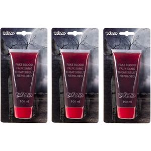 3x stuks tube vloeibaar nepbloed horror schmink 100 ml - Halloween verkleed accessoires/make-up