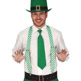 St. Patricks Day verkleed set - bretels/stropdas/hoed - groen - volwassenen - carnaval