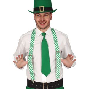 St. Patricks Day verkleed set - bretels/stropdas/hoed - groen - volwassenen - carnaval