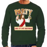 Grote maten foute Kersttrui / sweater - Party Jezus - groen voor heren - kerstkleding / kerst outfit