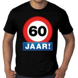 Grote maten stopbord / verkeersbord 60 jaar verjaardag t-shirt - zwart - heren - 60e verjaardag - Happy Birthday zestig jaar shirts / kleding