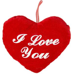 Pluche hartje rood met tekst I love you - Valentijnsdag/moederdag cadeau - decoratie / versiering
