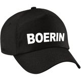 Boerin verkleed pet zwart voor dames - boerin baseball cap - carnaval verkleedaccessoire voor kostuum