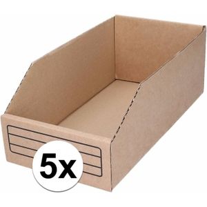 5x Sorteer/Opslag bakjes 15 x 30  cm van karton