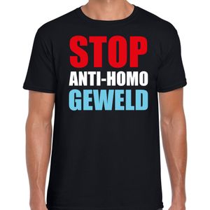 Stop anti homo geweld protest t-shirt zwart voor heren - staken / betoging /  demonstratie shirt