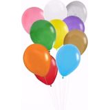 30x Gekleurde helium ballonnen 27 cm + helium tank/cilinder - Verjaardag - Feestversiering