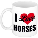 I love my horses cadeau koffiemok / theebeker wit - Cadeau mok voor paarden liefhebber