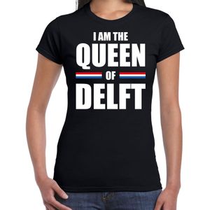 Koningsdag t-shirt I am the Queen of Delft - zwart - dames - Kingsday Delft outfit / kleding / shirt