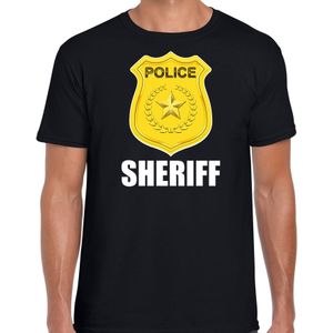 Sheriff police embleem t-shirt zwart voor heren - politie agent - verkleedkleding / kostuum