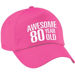 Awesome 80 year old verjaardag pet / cap roze voor dames en heren - baseball cap - verjaardags cadeau - petten / caps