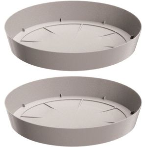 Prosperplast Opvangschaal/onderschaal voor bloempot/plantenpot - 2x - beige - rond - Dia 19 cm