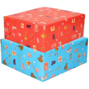 Setje van 6x rollen Sinterklaas inpakpapier/cadeaupapier 2,5 x 0,7 meter 2 soorten prints