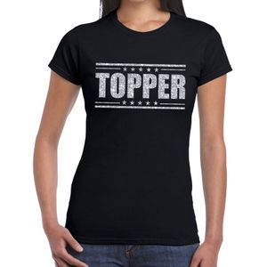 Toppers in concert Zwart Topper shirt in zilveren glitter letters dames - Toppers dresscode kleding