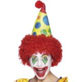Clown verkleed accessoire hoedje met rood haar - verkleed als clown fun hoedjes