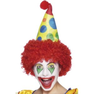 Clown verkleed accessoire hoedje met rood haar - verkleed als clown fun hoedjes