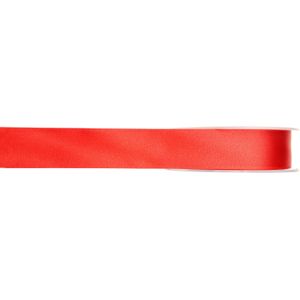 1x Hobby/decoratie rode satijnen sierlinten 1 cm/10 mm x 25 meter - Cadeaulint satijnlint/ribbon - Striklint linten rood