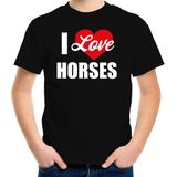 I love my horses / Ik hou van mijn paarden t-shirt zwart - kinderen - Paarden liefhebber cadeau shirt