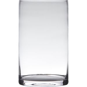 Transparante home-basics Cilinder vorm vaas/vazen van glas 25 x 15 cm - Bloemen/takken/boeketten vaas voor binnen gebruik