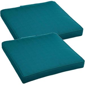 Set van 6x stuks stoelkussens voor binnen/buiten emerald groen 40 x 40 x 4 cm - Water en UV bestendig