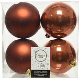 16x stuks kunststof kerstballen terra bruin 10 cm - Mat/glans - Onbreekbare plastic kerstballen