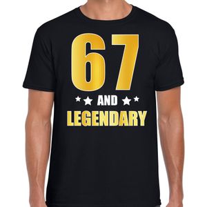 67 and legendary verjaardag cadeau t-shirt / shirt - zwart - gouden en witte letters - voor heren - 67 jaar  / outfit
