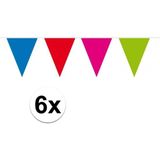 6x vlaggenlijn / slingers XXL meerkleurig 10 meter