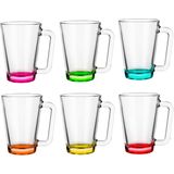 Glasmark Theeglazen/koffie glazen met gekleurde basis - transparant glas - 12x stuks - 300 ml
