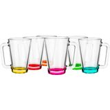 Glasmark Theeglazen/koffie glazen met gekleurde basis - transparant glas - 12x stuks - 300 ml