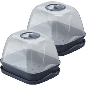 3x stuks kweekbakjes/kweekkasten antraciet met deksel 25 x 19 x 18 cm - Propagator/moestuinbak