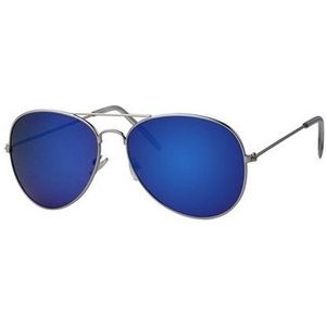 Piloten zonnebril/feestbril met blauwe glazen voor volwassenen - Feestbrillen/Partybrillen