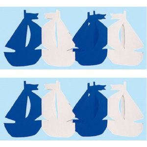 2x stuks bootjes thema feest slinger van 3 meter van papier - Maritieme feestartikelen en versiering