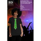 Bellatio Decorations Verkleed shirt dames - stropdas paillet groen - zwart - carnaval - foute party