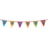 5x stuks vlaggenlijnen met glitters 18 jaar thema feestartikelen - Verjaardag versieringen - 8 meter - Plastic