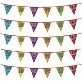 5x stuks vlaggenlijnen met glitters 18 jaar thema feestartikelen - Verjaardag versieringen - 8 meter - Plastic