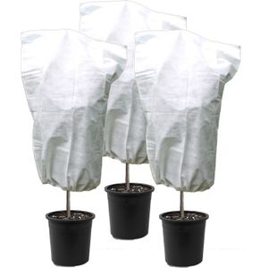 Anti vorst plantenhoes - 3x - beschermhoes - wit - met koord - 150 x 110 cm - tuinplanten