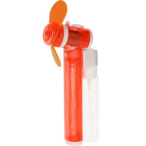 Zak ventilator/waaier oranje met water verstuiver - Mini hand ventilators van 16 cm