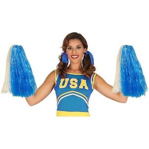 2 stuks cheerleader cheerballs blauw/wit 33 cm