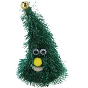 Zingende en dansende kerstboom - kerst figuur - groen - H16 cm - met licht