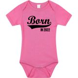 Born in 2022 tekst baby rompertje roze meisjes - Kraamcadeau/ zwangerschapsaankondiging - 2022 geboren cadeau