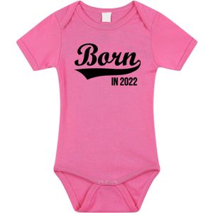 Born in 2022 tekst baby rompertje roze meisjes - Kraamcadeau/ zwangerschapsaankondiging - 2022 geboren cadeau