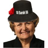 Sarah 50 jaar verkleed hoedje - feesthoedje voor een Sara pop - Feestartikelen