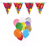 Folat - Verjaardag 50 jaar feest thema set 50x ballonnen en 2x leeftijd print vlaggenlijnen