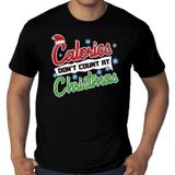 Grote maten foute Kerst shirt / t-shirt - Calories dont count at Christmas - zwart voor heren - kerstkleding / kerst outfit