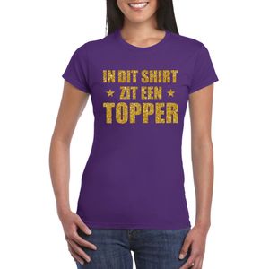 In dit shirt zit een Topper gouden glitter t-shirt paars voor dames - Toppers shirts