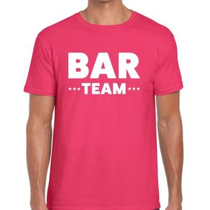 Bar team tekst t-shirt fuchsia roze heren - evenementen crew / personeel shirt
