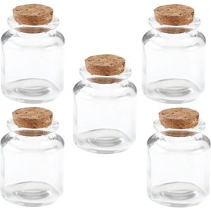 120x kleine glazen flesjes/potjes 5 x 6 cm met kurken afsluitdops - Kleine apothekers bewaarpotjes/voorraadpotjes
