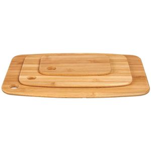 Set van 3x stuks bamboe houten snijplanken/serveerplanken - Serveerplankjes/snijplankjes van hout