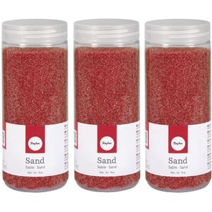 3x Fijn decoratie zand rood 475 ml - zandkorrels - Hobby/decoratiemateriaal