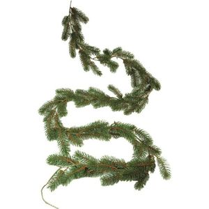 1x Dennenslinger guirlande Kerstslinger groen 180 cm - dennenslingers/dennen guirlandes